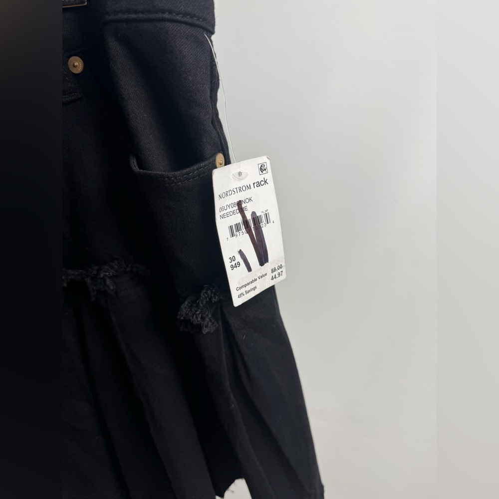 BlankNYC Sz 30 Fray Black Denim Pleated Mini Skirt - Picture 2 of 7